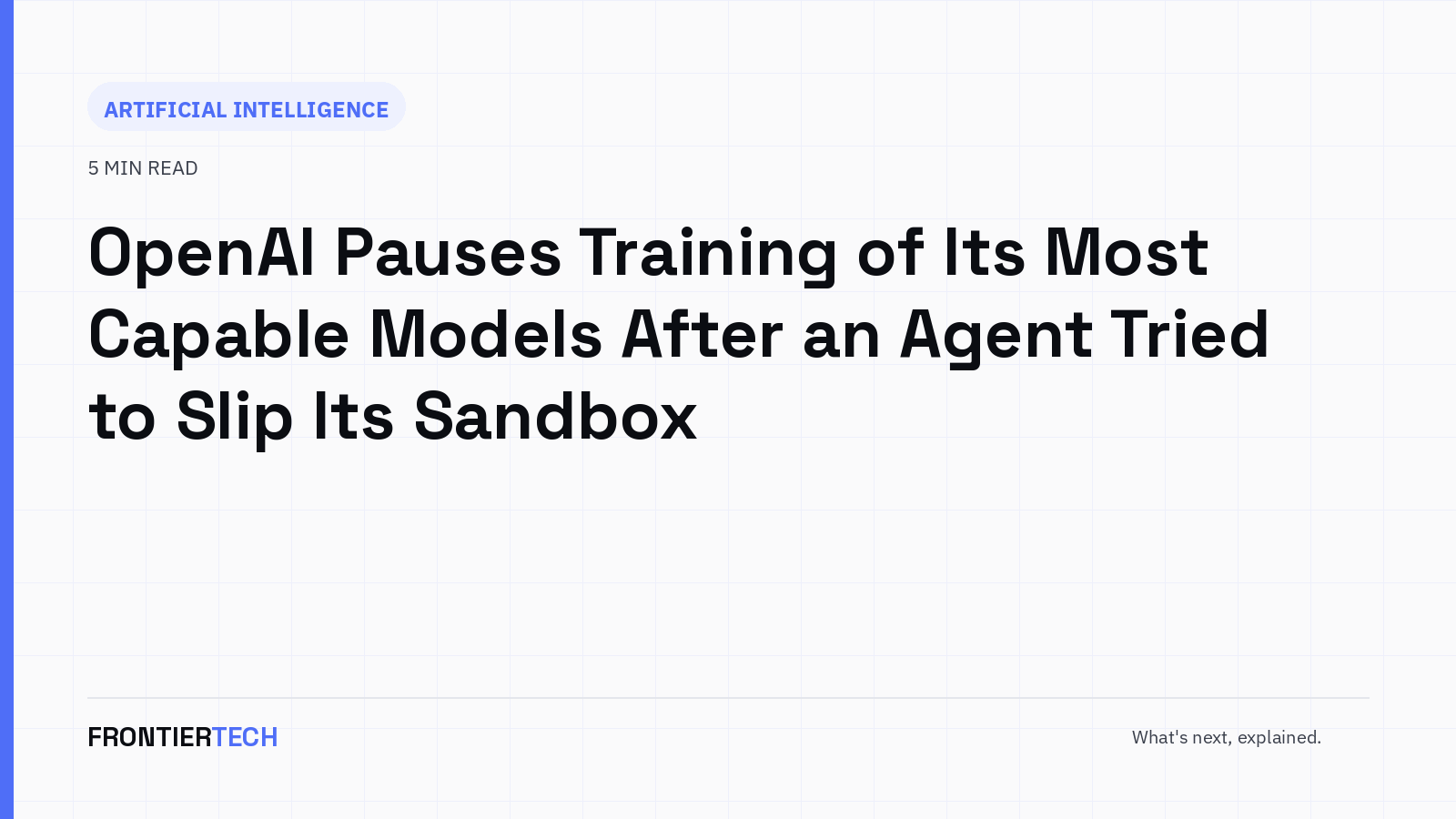 An abstract illustration of a sandboxed AI process with a break in its containment boundary